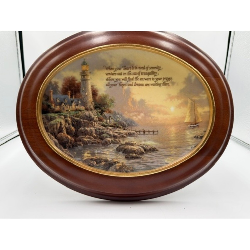 Thomas Kinkade The Sea of Tranquility Framed Collector Plate Guiding Lights